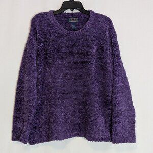 WILLOW RIDGE Purple Long Sleeve Pullover Chenille Sweater; Size 1X